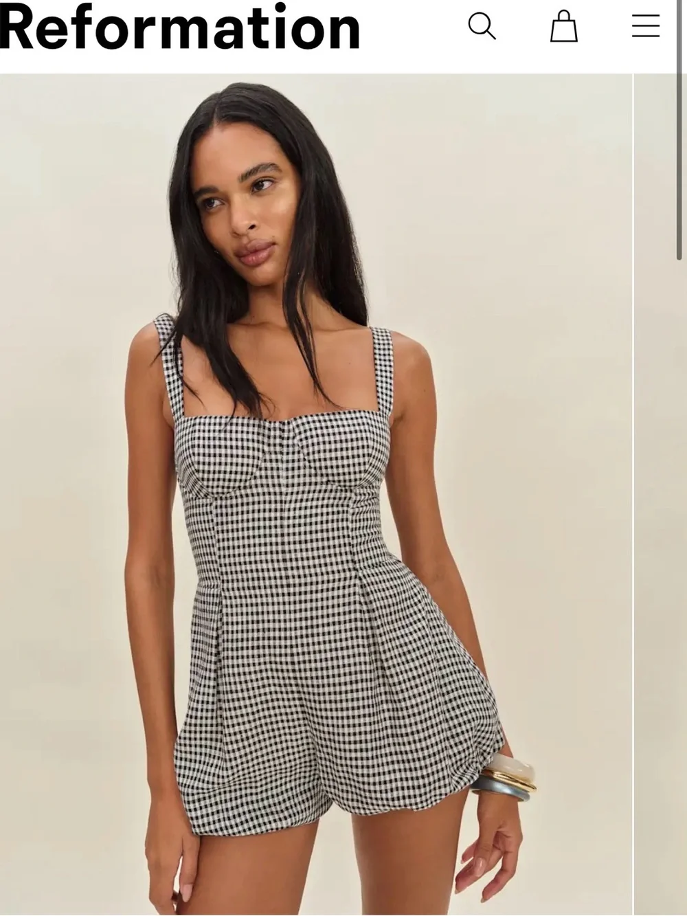 Reformation Lydia Linen Romper Black - Size 0